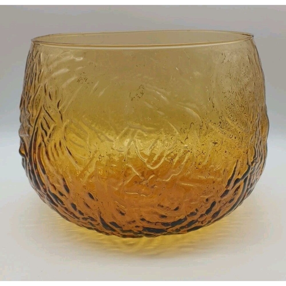 Vtg Seneca Driftwood Yellow Roly Poly Crinkle Punch Bowl 10 Qt
